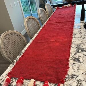 NEW Mudpie Red Table Runner with Tassels